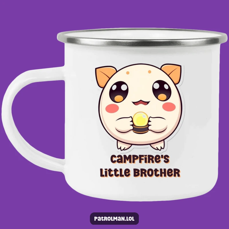 Funny Round Creature Beacon Enamel Camping Mug - Hilarious Gift for Camp Guides