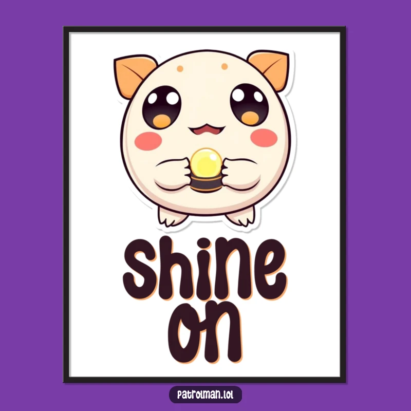 Funny Round Creature Beacon Digital Art - Bright & Hilarious Instant Download