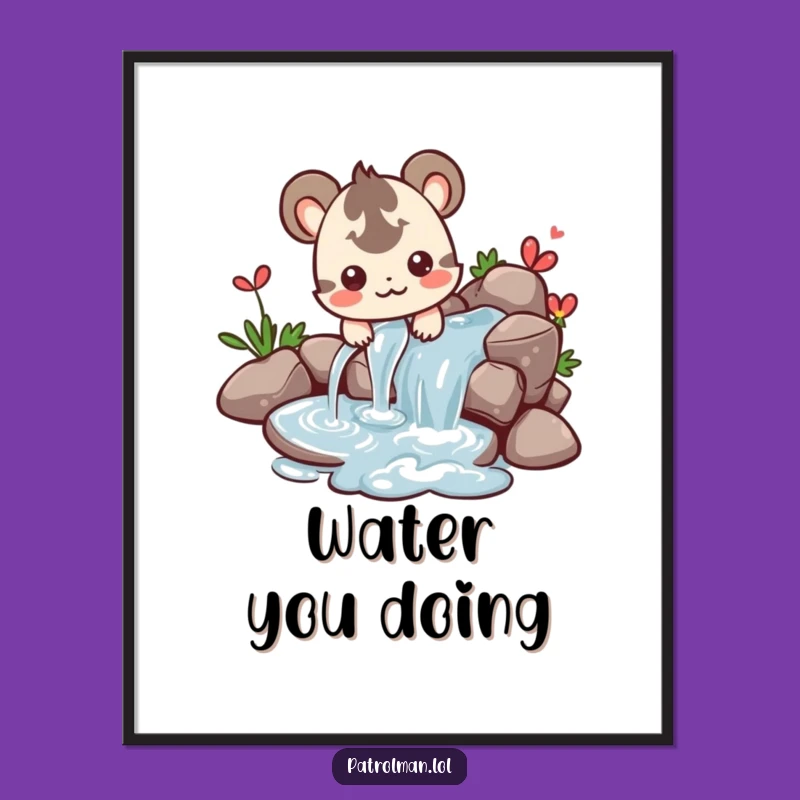 Funny Creature Water Art Poster - Refreshing & Hilarious Wall Decor