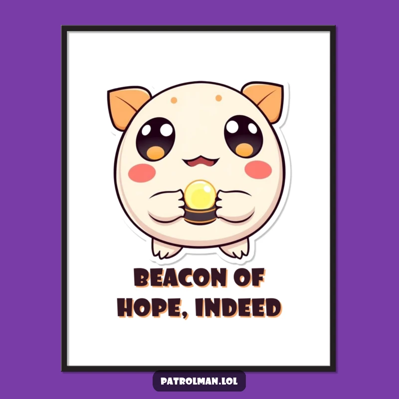 Free Printable Wall Art: Round Creature, Beacon, Whimsical Funny Downloadable Decor