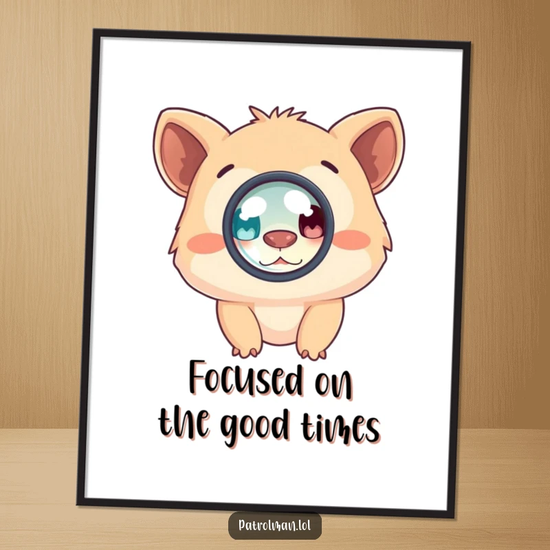 Funny Free Printable Wall Art featuring a curious creature peeking through a round lens. Humorous, downloadable art for any room.