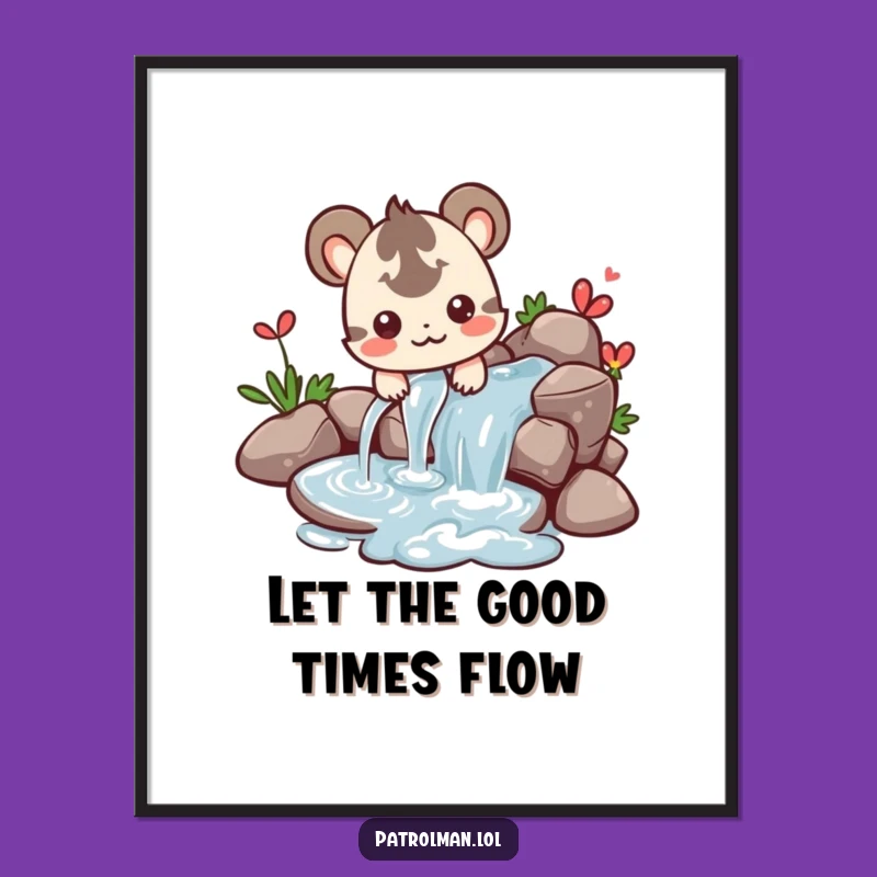 Free Printable Wall Art: Creature Directing Water, Serene Funny Downloadable Decor