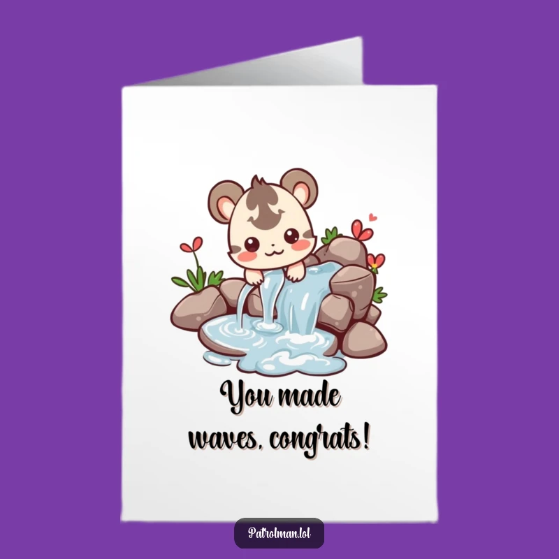 Free Printable Congrats Card: Creature Directing Water, Joyful Downloadable Gift