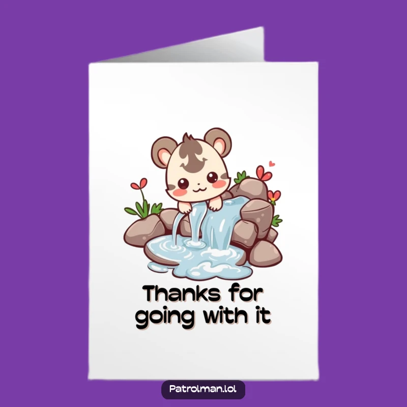 Free Printable Thank You Card: Creature Directing Water, Grateful Downloadable Gift